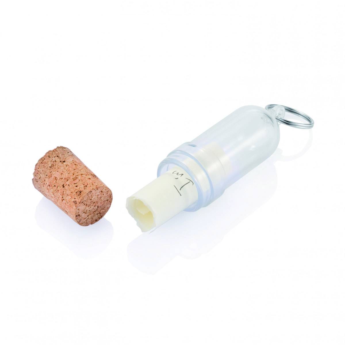 Plastic Key Rind Messgae Logo Message in a Bottle Keyrings | Budget Promotion